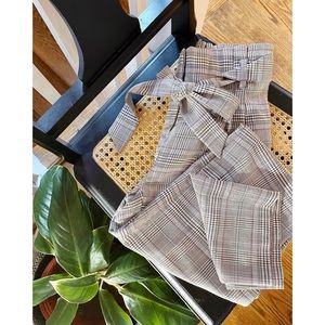 LOFT plaid paperbag waist pants